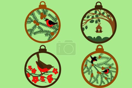 Illustration for CHRISTMAS ORNAMENTS Digital multilayer layout files are specially prepared for the laser cut, CNC router machine and other cutting machines. - Royalty Free Image