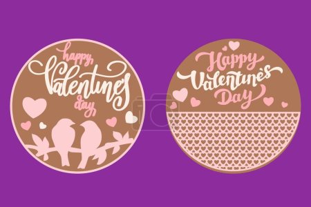 Illustration for Valentine's Day GNOMES Digital multilayer layout files are specially prepared for the laser cut. - Royalty Free Image