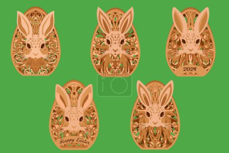 Illustration for EASTER EGG Digital multilayer laser cut files are specially prepared for the laser cut, CNC router machine and other cutting machines. - Royalty Free Image