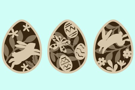 Illustration for Eggs EASTER BUNDLE Digital multilayer layout files are specially prepared for the laser cut, CNC router machine and other cutting machines. - Royalty Free Image
