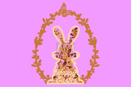 Illustration for EASTER RABBIT BUNDLE Digital multilayer layout files are specially prepared for the laser cut, CNC router machine and other cutting machines. - Royalty Free Image