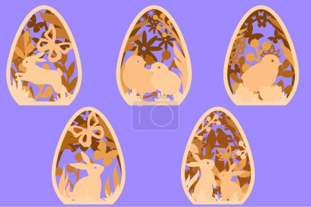 Illustration for EASTER EGGS BUNDLE Digital multilayer layout files are specially prepared for the laser cut, CNC router machine and other cutting machines. - Royalty Free Image