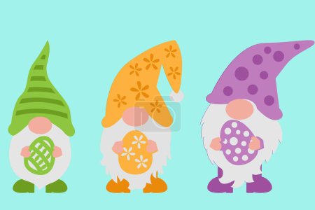 Illustration for EASTER GNOMES Digital multilayer layout files are specially prepared for the laser cut, CNC router machine and other cutting machines. - Royalty Free Image