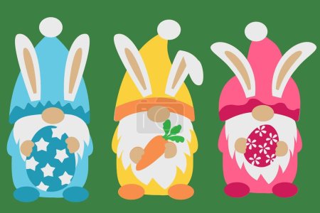 Illustration for EASTER BUNNY GNOMES Digital multilayer layout files are specially prepared for the laser cut, CNC router machine and other cutting machines. - Royalty Free Image