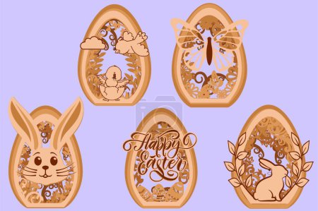 EASTER EGGS BUNDLE Digital multilayer layout files are specially prepared for the laser cut, CNC router machine and other cutting machines.