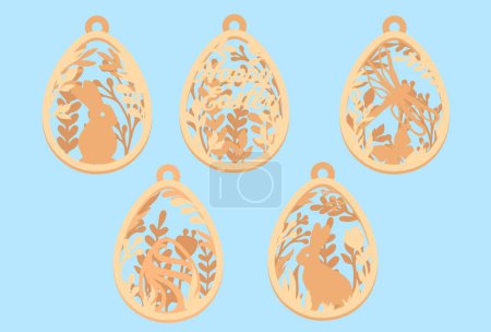 Illustration for EASTER TAG BUNDLE Digital multilayer layout files are specially prepared for the laser cut, CNC router machine and other cutting machines. - Royalty Free Image