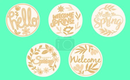 Illustration for SPRING Bunlde Digital multilayer layout files are specially prepared for the laser cut, CNC router machine and other cutting machines. - Royalty Free Image