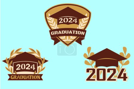 Illustration for Graduation 2024 Digital multilayer layout files are specially prepared for the laser cut, CNC router machine and other cutting machines. - Royalty Free Image