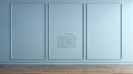 Photo for Empty room classic blue wall. Abstract architecture interior. 3D rendering - Royalty Free Image