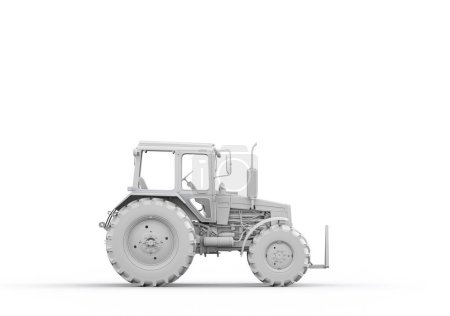 Foto de Tractor agrícola aislado sobre fondo blanco. Un tiro lateral. Renderizado 3D - Imagen libre de derechos