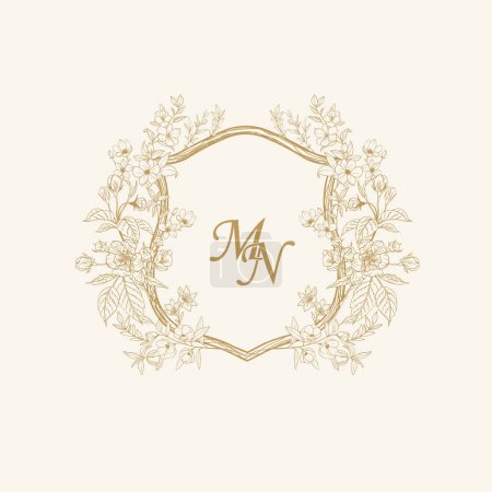 Foto de MN inicial boda monograma logotipo cresta, diseño del logotipo de la boda, corona personalizada boda monograma, cresta inicial boda logotipo. - Imagen libre de derechos