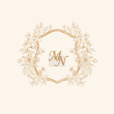 Monogramme de mariage initial MN Cimier logo, Conception de logo de mariage, Monogramme de mariage personnalisé couronne, Cimier logo initial de mariage.