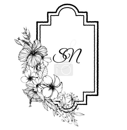 Foto de Logo de la cresta de la boda, SN inicial de la cresta de la boda monograma. Logo de la boda, dibujado a mano cresta de la boda personalizada vector ilustración. - Imagen libre de derechos