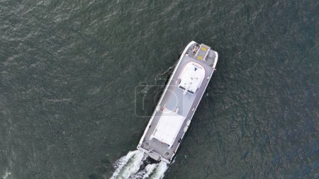 Photo for Full aerial view of steamer moving on sea. High quality photo - Royalty Free Image