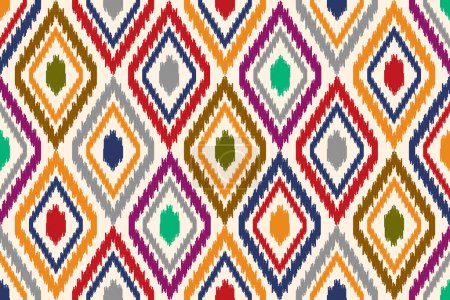 Seamless ikat pattern abstract background for textile design. Can be used in fabric design for clothes, decorative paper, wrapping, carpet, Vector, illustration 