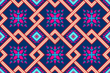 Abstract geometric ethnic pattern. Abstract geometric ethnic pattern  on dark blue background. Can be used in fabric design for clothing, textile, wrapping, background, wallpaper, carpet, embroidery