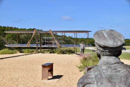 Photo for "December 17 1903" Sculpture of The Wright Brothers First Flight. Kill Devil Hills, NC 27948, USA. October 1, 2019. - Royalty Free Image