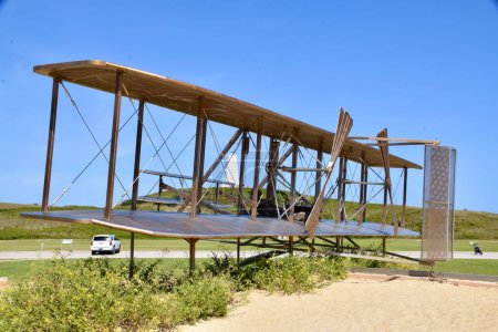 Photo for "December 17 1903" Sculpture of The Wright Brothers First Flight. Kill Devil Hills, NC 27948, USA. October 1, 2019. - Royalty Free Image