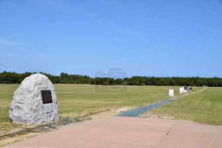 Photo for First Flight Boulder and Flight Line markers at The Wright Brothers Memorial. Kill Devil Hills, NC, USA. October 1, 2019. - Royalty Free Image
