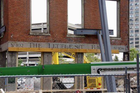 Photo for The Littlest Bar being taken down in 2016. Boston, MA, USA. September 30, 2016. - Royalty Free Image
