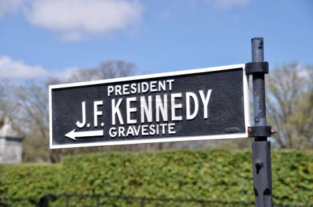 Photo for Signpost to The Grave of John Fitzgerald Kennedy at Arlington National Cemetery. Washington, DC, USA. April 17, 2015. - Royalty Free Image