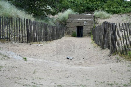 Photo for Juno Beach, France, July 4, 2023. Concrete WW2 German bunker on Juno Beach. - Royalty Free Image