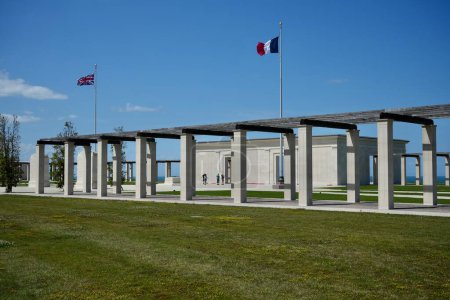Photo for Ver-sur-Mer, France, July 6, 2023.Stone Walkways at The British Normandy Memorial, with blus skies above. - Royalty Free Image