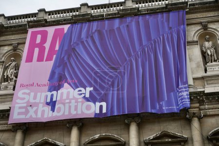 Photo for The RA Summer exhibition sign in The Annenberg Courtyard at The Royal Academy, Burlington House, Piccadilly, London. London, UK, August 4, 2023. - Royalty Free Image