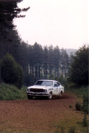 Photo for Toyota Corolla driven by Jonathan Dyson The Sutherland Dukeries Car Rally, Clumber Park, Nottingham, England, UK. June 1987. - Royalty Free Image