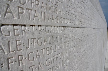Photo for Names of the fallen on The Canadian National Vimy Memorial at Vimy Ridge. Vimy, France, August 19, 2012. - Royalty Free Image