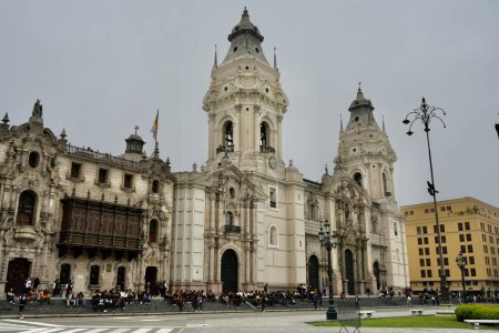 Photo for Lima Cathedral in Lima Main Square. Lima, Peru, October 3, 2023. - Royalty Free Image
