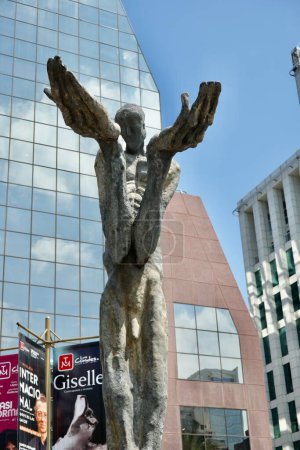 Photo for A Sculpture by Pilar Landerretche "The Offering" in the El Golf district. Santiago, Chile, October 18, 2023. - Royalty Free Image