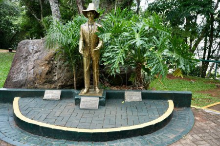 Photo for Statue of Frederico Engel at Iguau Falls. Iguazu Falls, Brazil, October 26, 2023. - Royalty Free Image