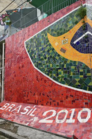Photo for Colourful tiles on The Selaron Steps, or Escadaria Selarn, colourful rainbow steps in Lapa, Rio de Janeiro, Brazil, October 27, 2023. - Royalty Free Image