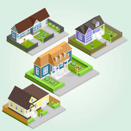 isometric house with a large window, vector illustration