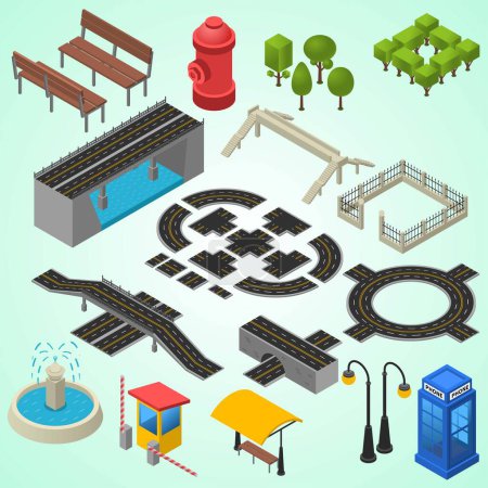 Illustration for Isometric industrial set of elements - Royalty Free Image