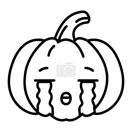 Illustration for Kawaii pumpkin crying emoji vector illustration. - Royalty Free Image