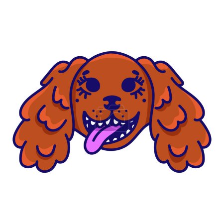Téléchargez les illustrations : Cavalier Roi Charles Spaniel visage de chien sourire illustration vectorielle. - en licence libre de droit