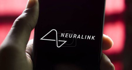 Photo for Dhaka, Bangladesh - 02 February 2024: Neuralink logo displayed on smartphone. - Royalty Free Image
