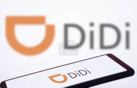 Photo for Dhaka, Bangladesh- 07 February 2024: Didi logo displayed on smartphone. - Royalty Free Image