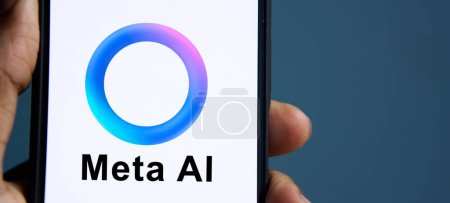 Photo for Dhaka, Bangladesh- 21 April 2024: Meta AI logo is displayed on smartphone. Meta introduced new artificial intelligence. - Royalty Free Image
