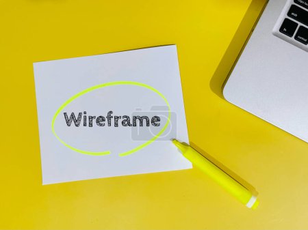 Photo for Wireframe note on yellow background - Royalty Free Image