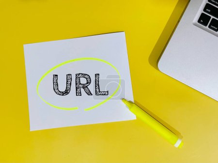 Photo for URL note on yellow background - Royalty Free Image