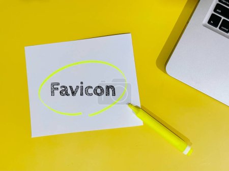 Photo for Favicon note on yellow background - Royalty Free Image