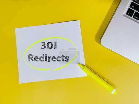 301 redirects note on yellow background