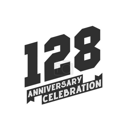 Ilustración de 128 Aniversario Tarjeta de felicitación de celebración, 128º aniversario - Imagen libre de derechos