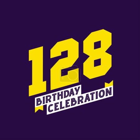Ilustración de 128º cumpleaños Celebración diseño de vectores, 128 años cumpleaños - Imagen libre de derechos