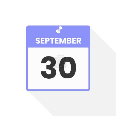 Ilustración de 30 de septiembre icono del calendario. Fecha, Mes icono del calendario ilustración vectorial - Imagen libre de derechos