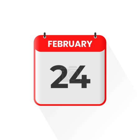 Illustration for 24th February calendar icon. February 24 calendar Date Month icon vector illustrator - Royalty Free Image