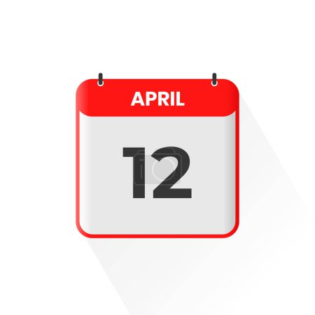 Illustration for 12th April calendar icon. April 12 calendar Date Month icon vector illustrator - Royalty Free Image